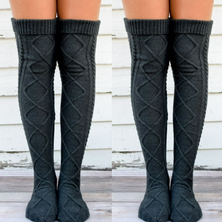 Womens Over Knee High Length Leg Winter Warm Knitted Long Boot Socks Stockings